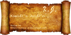 Komlós Jolán névjegykártya