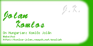 jolan komlos business card